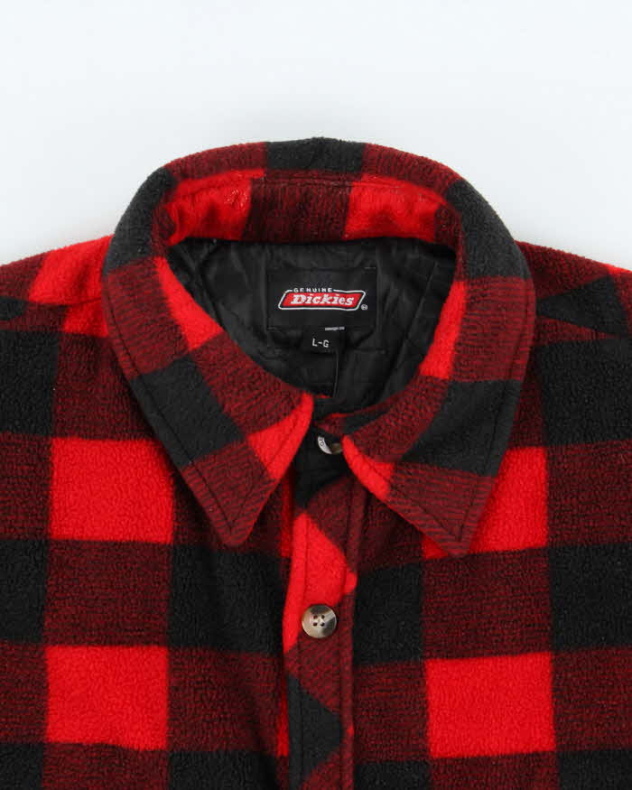 Vintage Y2K 00s Dickies Buffalo Plaid Quilt Lined Fleece Workwear Shirt - L