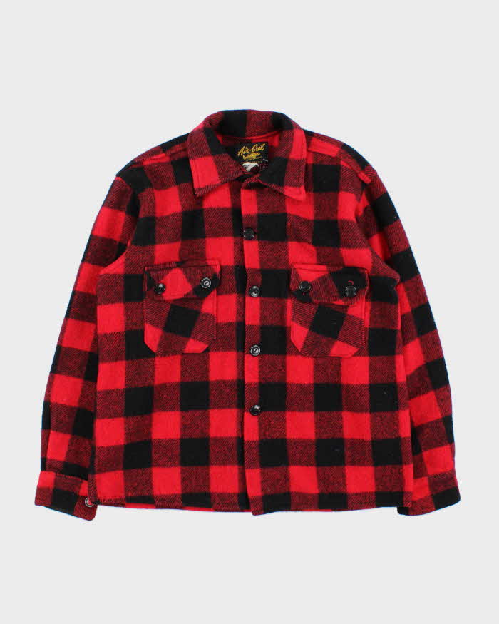 Vintage 1970s Air Crest Buffalo Plaid Wool Workwear Shirt - XS