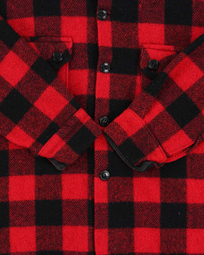 Vintage 1970s Air Crest Buffalo Plaid Wool Workwear Shirt - XS