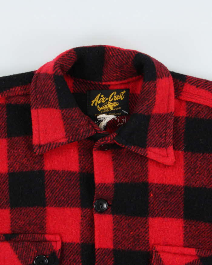Vintage 1970s Air Crest Buffalo Plaid Wool Workwear Shirt - XS