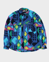 Vintage 1990s Fila Magic Line Patterned Fleece Over Shirt - L