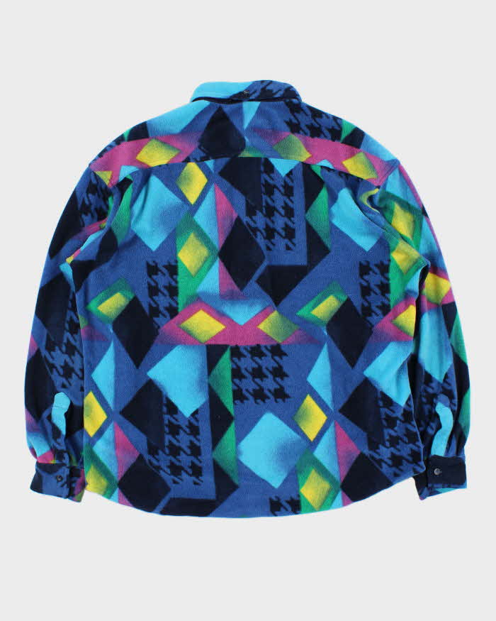 Vintage 1990s Fila Magic Line Patterned Fleece Over Shirt - L