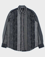 Vintage Y2K 00s Bugatchi Floral Embroidered Striped Long Sleeve Shirt - L
