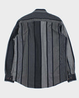 Vintage Y2K 00s Bugatchi Floral Embroidered Striped Long Sleeve Shirt - L