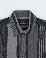 Vintage Y2K 00s Bugatchi Floral Embroidered Striped Long Sleeve Shirt - L