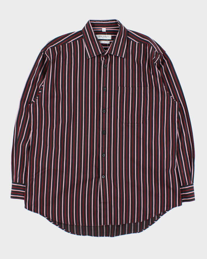 Vintage 1990s Balmain Striped Long Sleeve Shirt - L