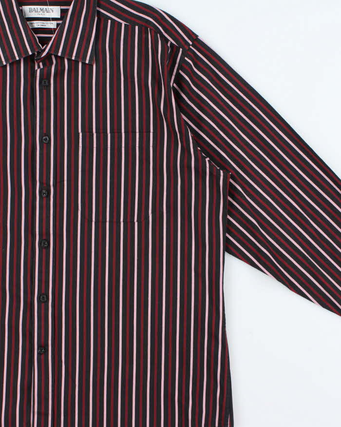 Vintage 1990s Balmain Striped Long Sleeve Shirt - L