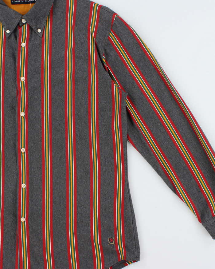 Vintage Y2K 00s Tommy Hilfiger Heavyweight Soft Cotton Striped Long Sleeve Shirt - L