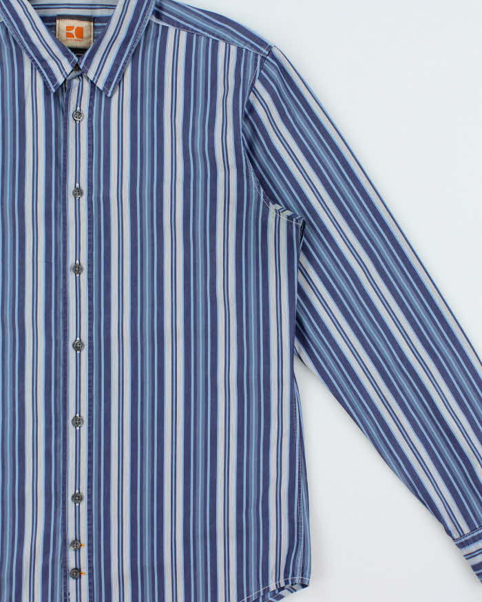 Vintage Y2K 00s Hugo Boss Orange Striped Long Sleeve Shirt - L