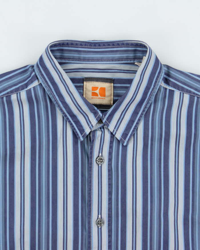 Vintage Y2K 00s Hugo Boss Orange Striped Long Sleeve Shirt - L