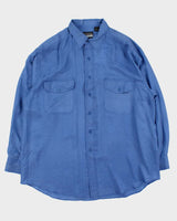 Vintage 1990s Steel Blue Silk Long Sleeve Shirt - L