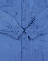 Vintage 1990s Steel Blue Silk Long Sleeve Shirt - L