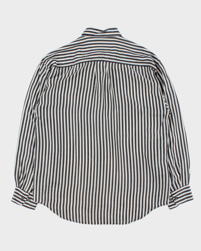 Vintage 1990s Pasha Discotheque Silk Striped Long Sleeve Shirt - M