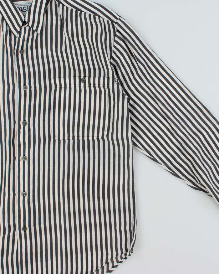 Vintage 1990s Pasha Discotheque Silk Striped Long Sleeve Shirt - M
