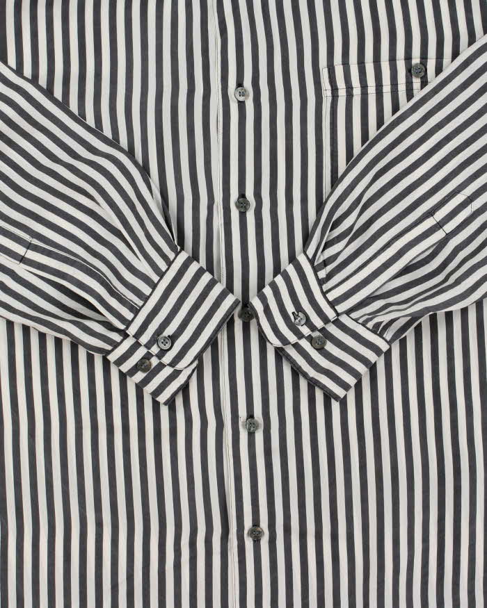 Vintage 1990s Pasha Discotheque Silk Striped Long Sleeve Shirt - M