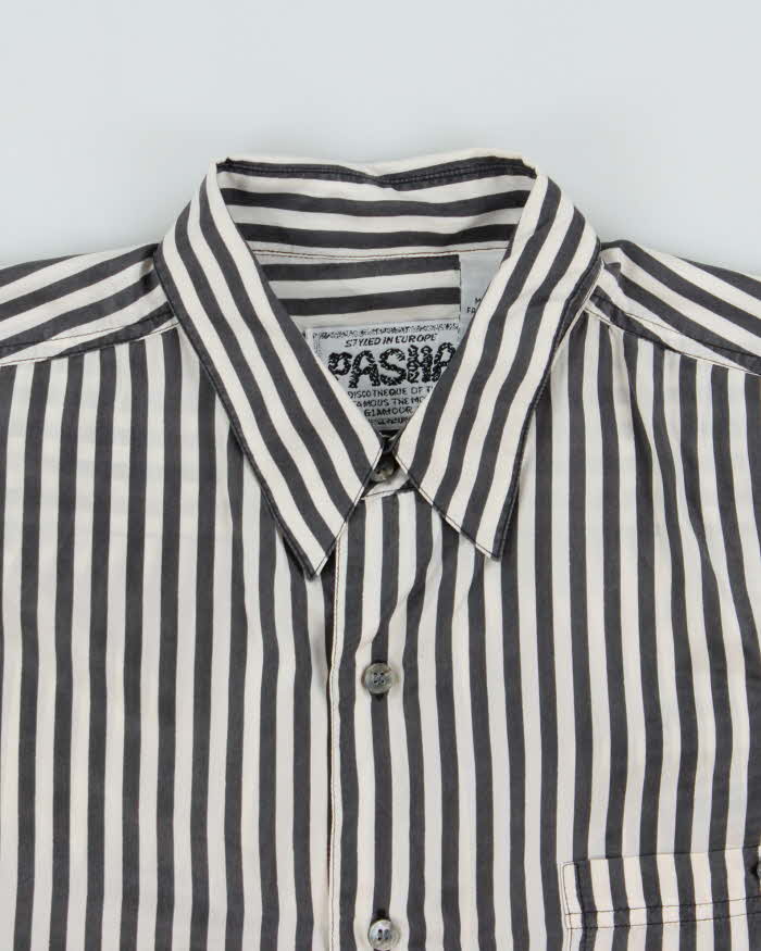 Vintage 1990s Pasha Discotheque Silk Striped Long Sleeve Shirt - M