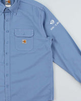 Vintage Carhartt FR Eggshell Blue Long Sleeve Workwear Shirt - L