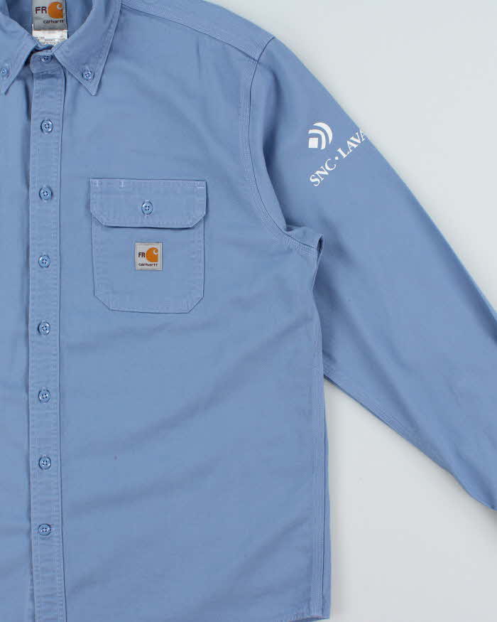 Vintage Carhartt FR Eggshell Blue Long Sleeve Workwear Shirt - L