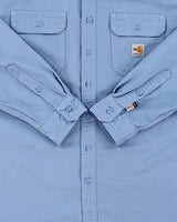 Vintage Carhartt FR Eggshell Blue Long Sleeve Workwear Shirt - L