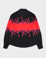 Vintage 1990s Panhandle Slim Western Snap Button Flames Long Sleeve Shirt - M