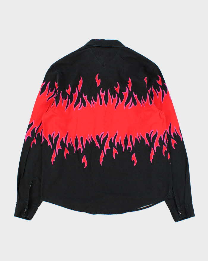 Vintage 1990s Panhandle Slim Western Snap Button Flames Long Sleeve Shirt - M