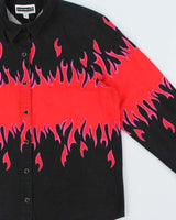Vintage 1990s Panhandle Slim Western Snap Button Flames Long Sleeve Shirt - M