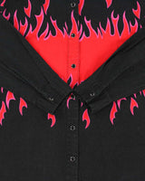 Vintage 1990s Panhandle Slim Western Snap Button Flames Long Sleeve Shirt - M