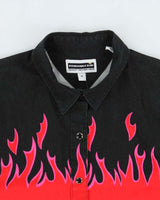 Vintage 1990s Panhandle Slim Western Snap Button Flames Long Sleeve Shirt - M