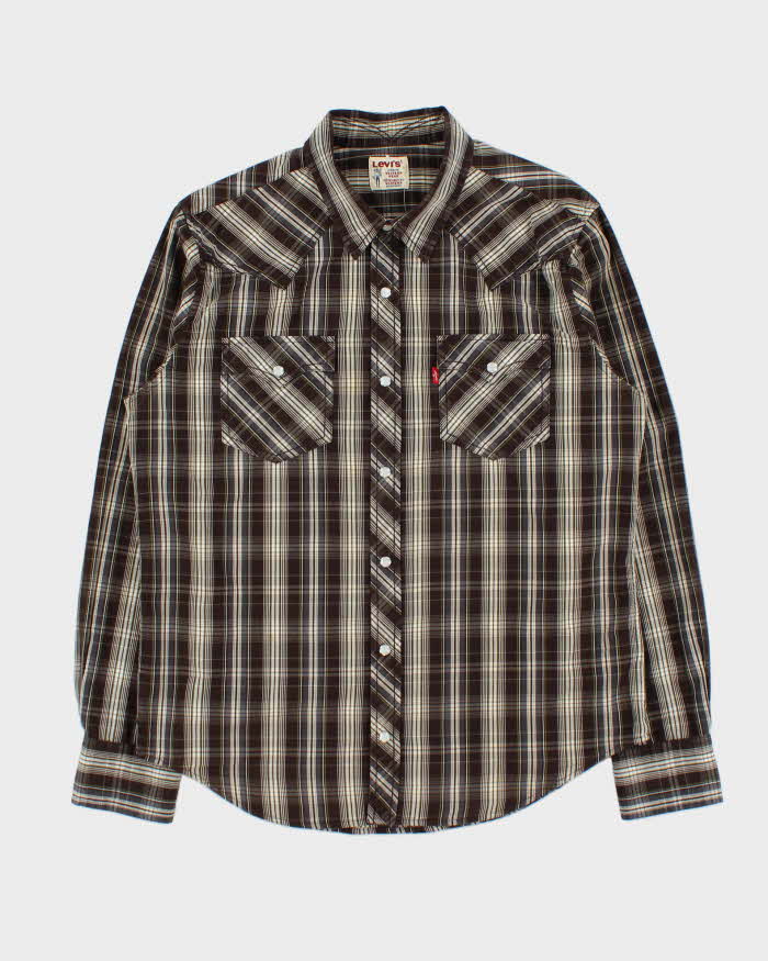 Vintage Y2K 00s Levi's Plaid Snap Button Long Sleeve Western Shirt - L
