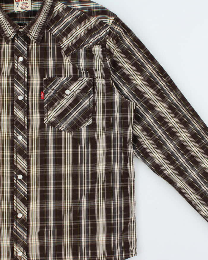 Vintage Y2K 00s Levi's Plaid Snap Button Long Sleeve Western Shirt - L