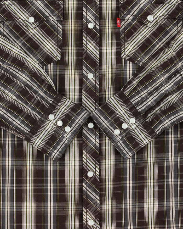 Vintage Y2K 00s Levi's Plaid Snap Button Long Sleeve Western Shirt - L