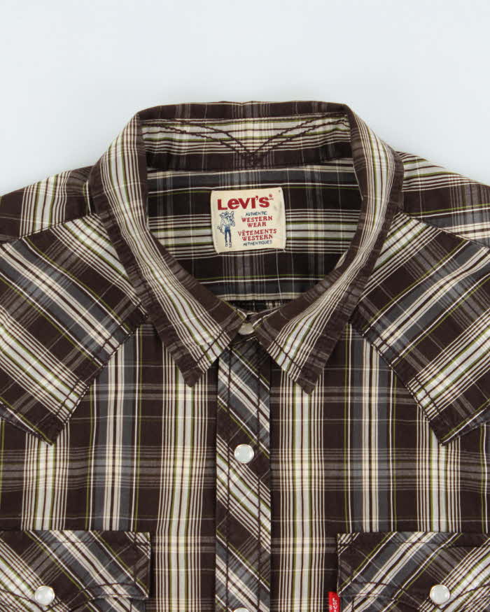Vintage Y2K 00s Levi's Plaid Snap Button Long Sleeve Western Shirt - L