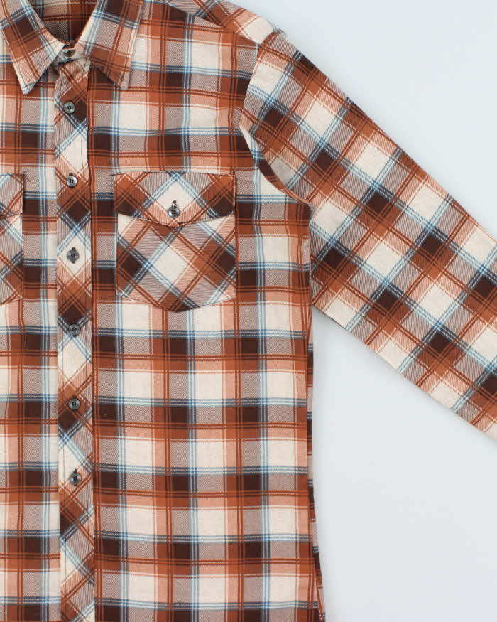 Vintage 1970s Sears Wearmaster Plaid Long Sleeve Flannel Shirt - M
