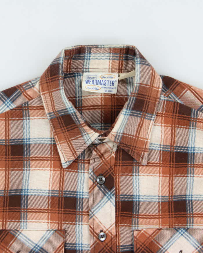 Vintage 1970s Sears Wearmaster Plaid Long Sleeve Flannel Shirt - M