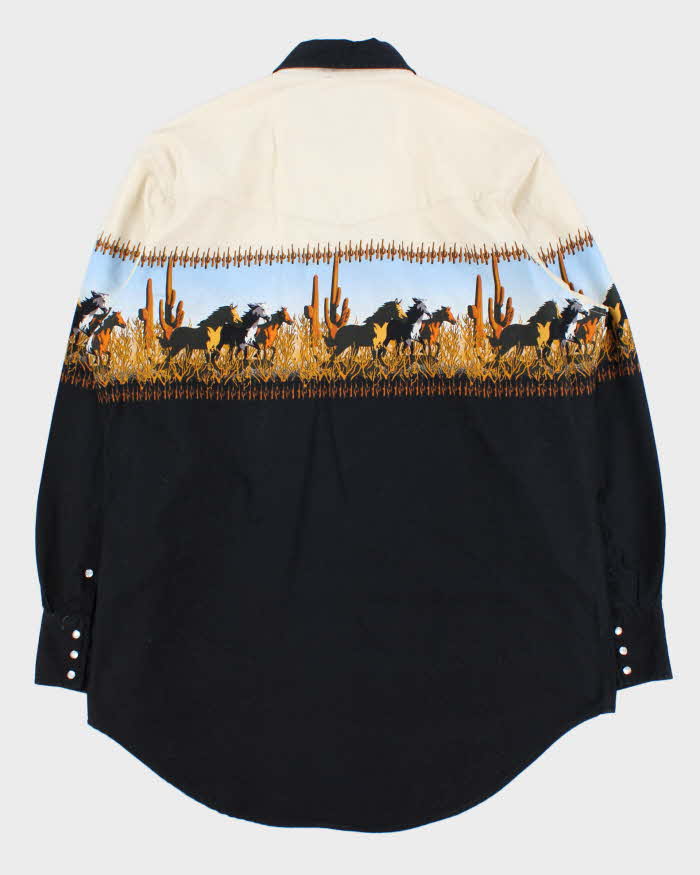 Vintage 1990s Cumberland Outfitters Snap Button Wild Horse Long Sleeve Western Shirt - XL