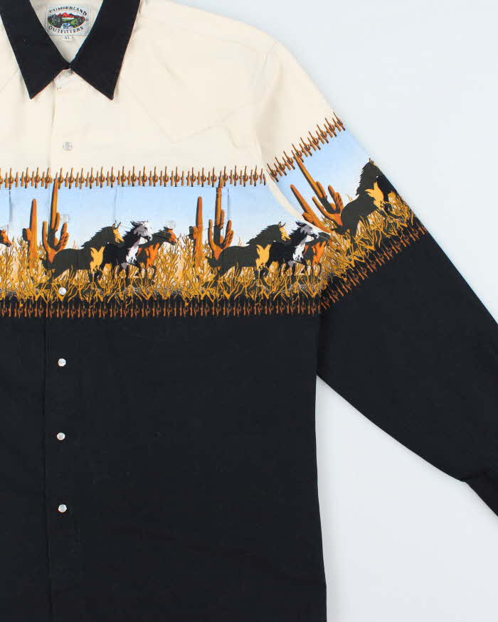 Vintage 1990s Cumberland Outfitters Snap Button Wild Horse Long Sleeve Western Shirt - XL
