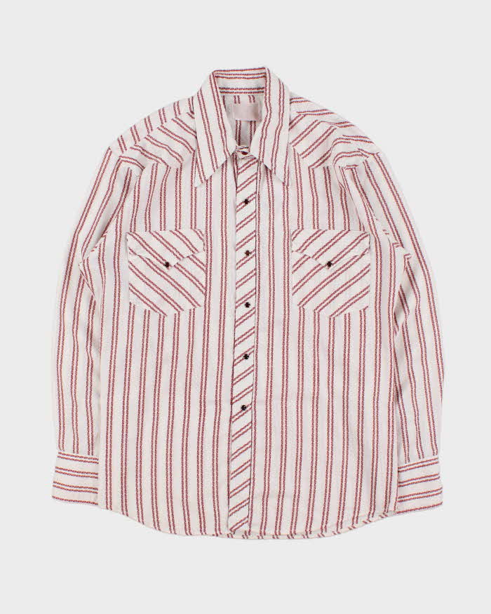 Vintage 1970s Striped Snap Button Textured Long Sleeve Western Shirt - L
