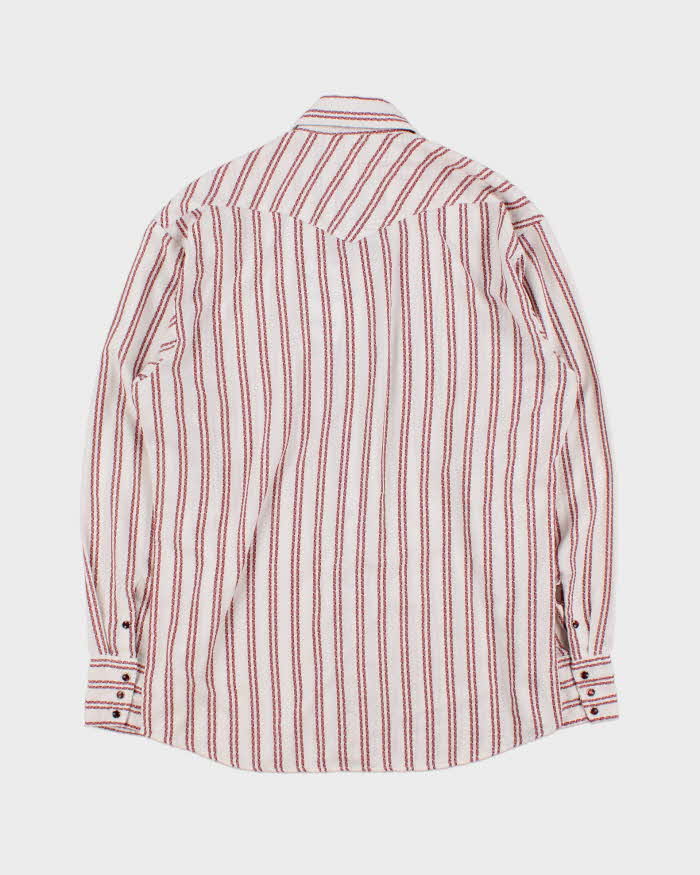 Vintage 1970s Striped Snap Button Textured Long Sleeve Western Shirt - L