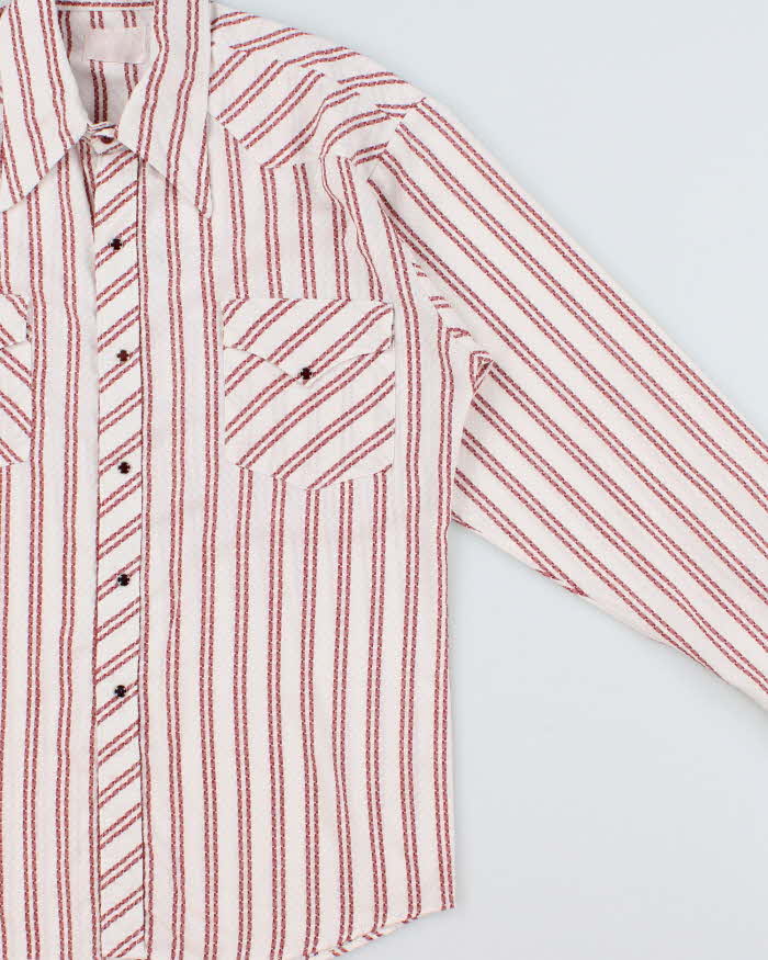 Vintage 1970s Striped Snap Button Textured Long Sleeve Western Shirt - L
