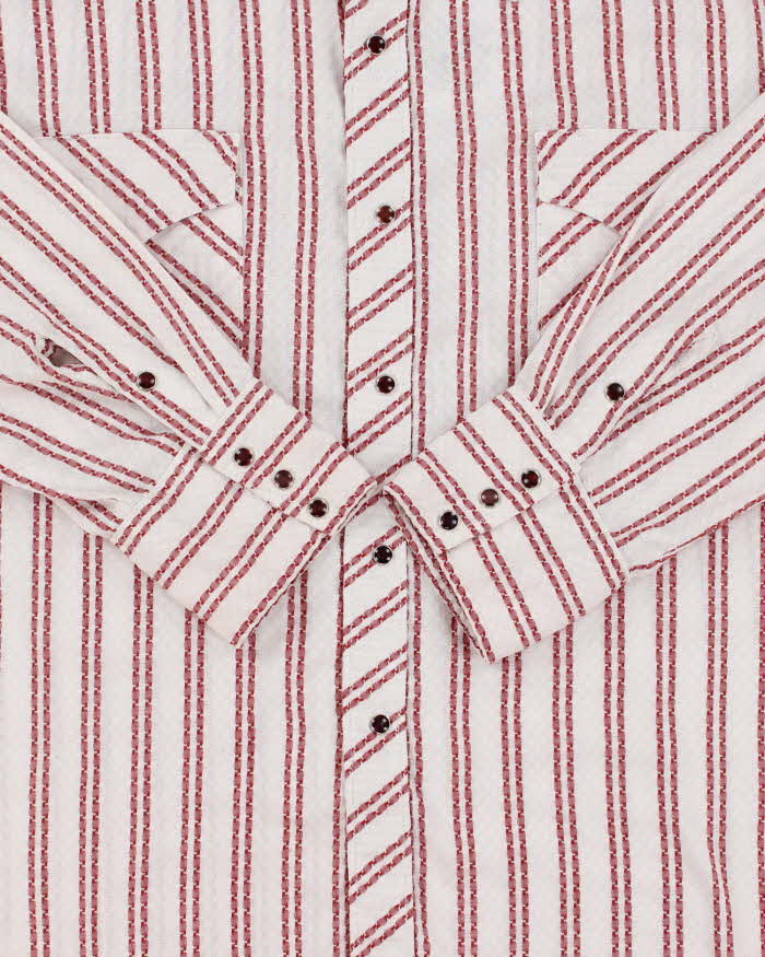 Vintage 1970s Striped Snap Button Textured Long Sleeve Western Shirt - L