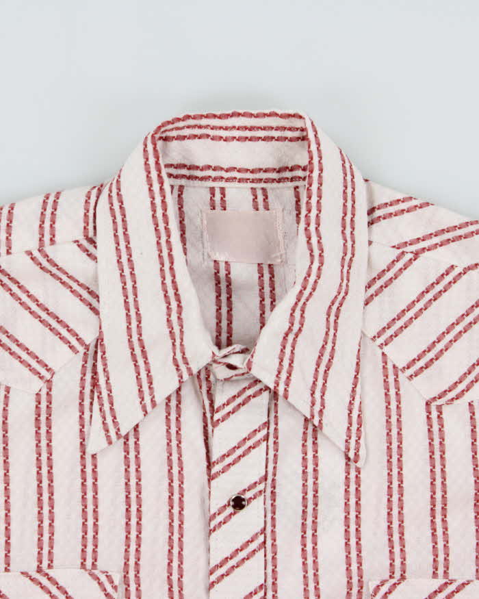 Vintage 1970s Striped Snap Button Textured Long Sleeve Western Shirt - L