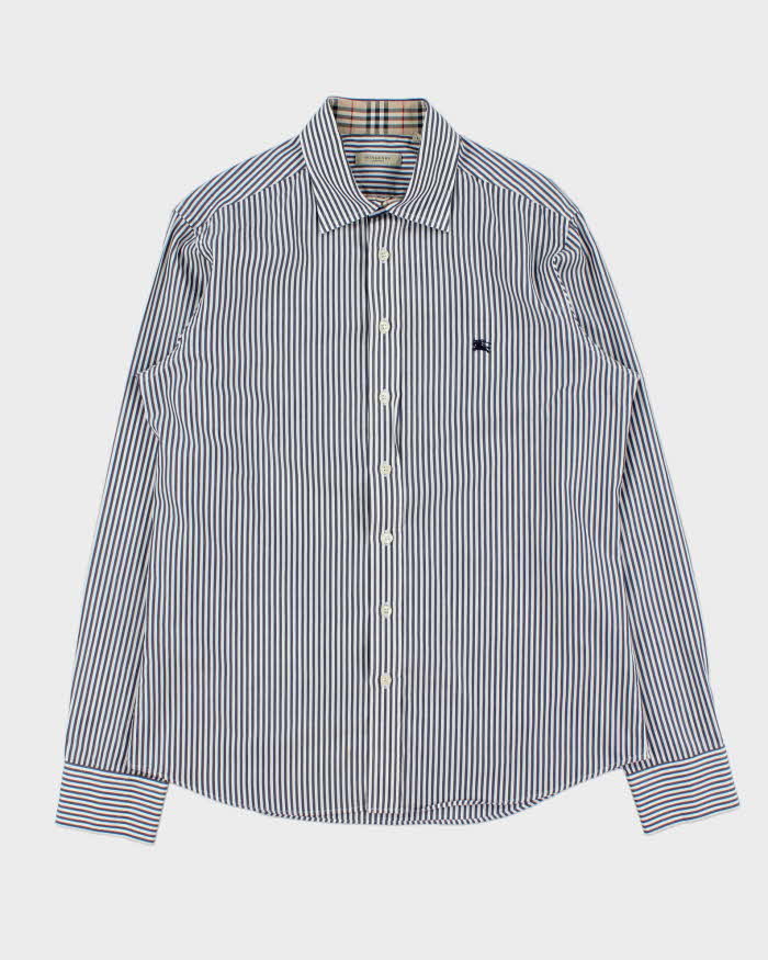 Vintage Y2K 00s Burberry Nova Check Lined Striped Long Sleeve Shirt - L