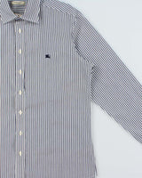 Vintage Y2K 00s Burberry Nova Check Lined Striped Long Sleeve Shirt - L