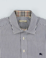 Vintage Y2K 00s Burberry Nova Check Lined Striped Long Sleeve Shirt - L