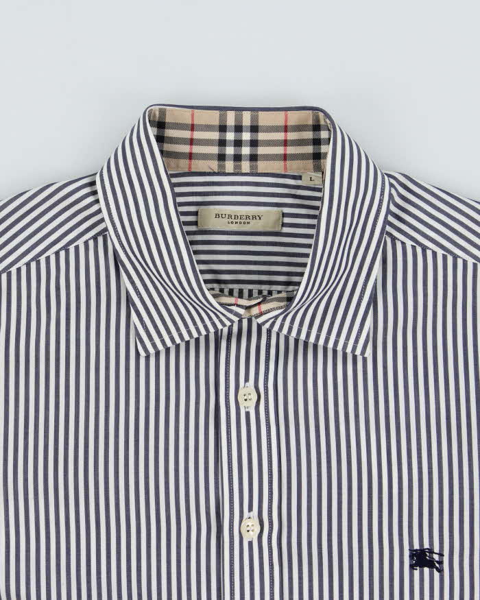 Vintage Y2K 00s Burberry Nova Check Lined Striped Long Sleeve Shirt - L