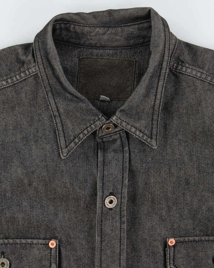 Vintage 1990s Guess USA Metallic Raw Denim Over-Shirt - 4XL