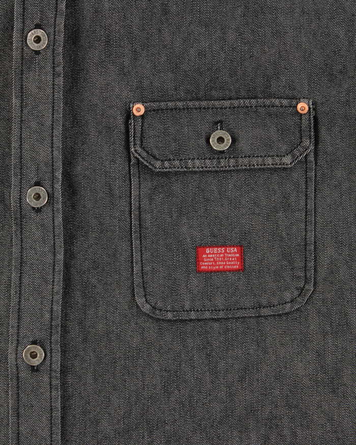 Vintage 1990s Guess USA Metallic Raw Denim Over-Shirt - 4XL