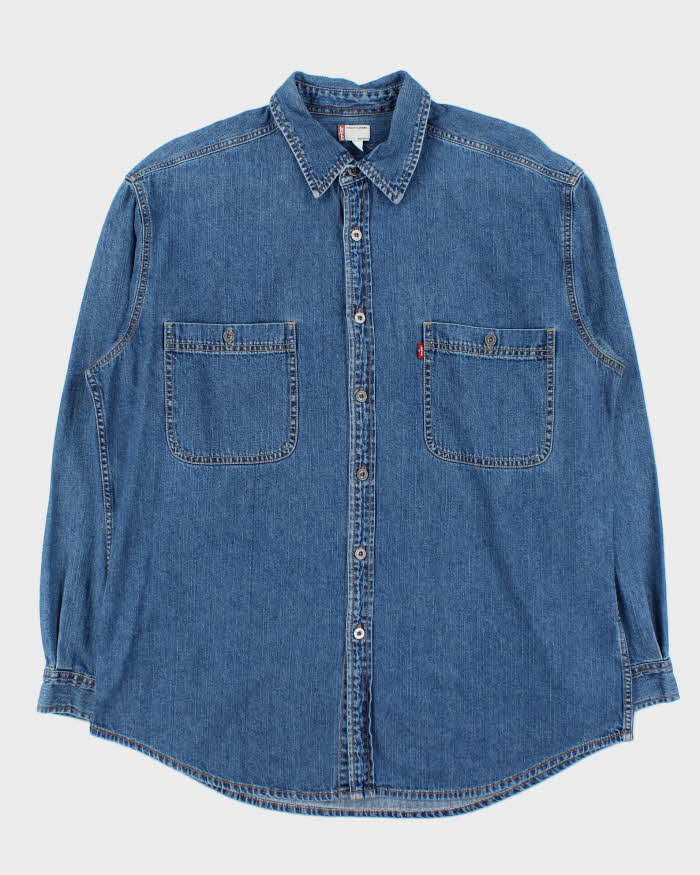 Vintage Y2K 00s Levi's Medium Wash Long Sleeve Denim Over Shirt - XL
