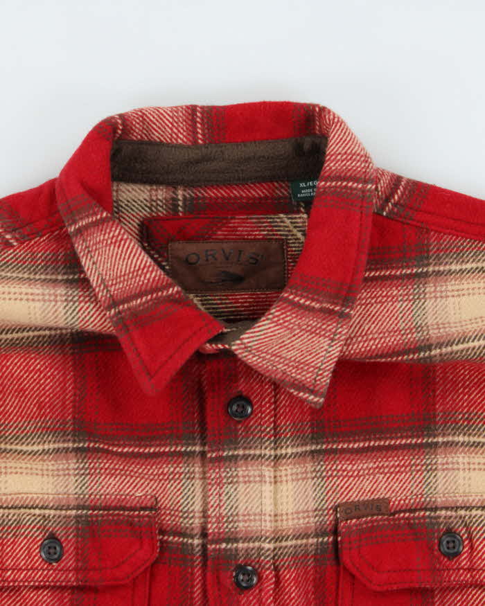 Vintage Orvis Plaid Heavyweight Long Sleeve Flannel Over Shirt - XL
