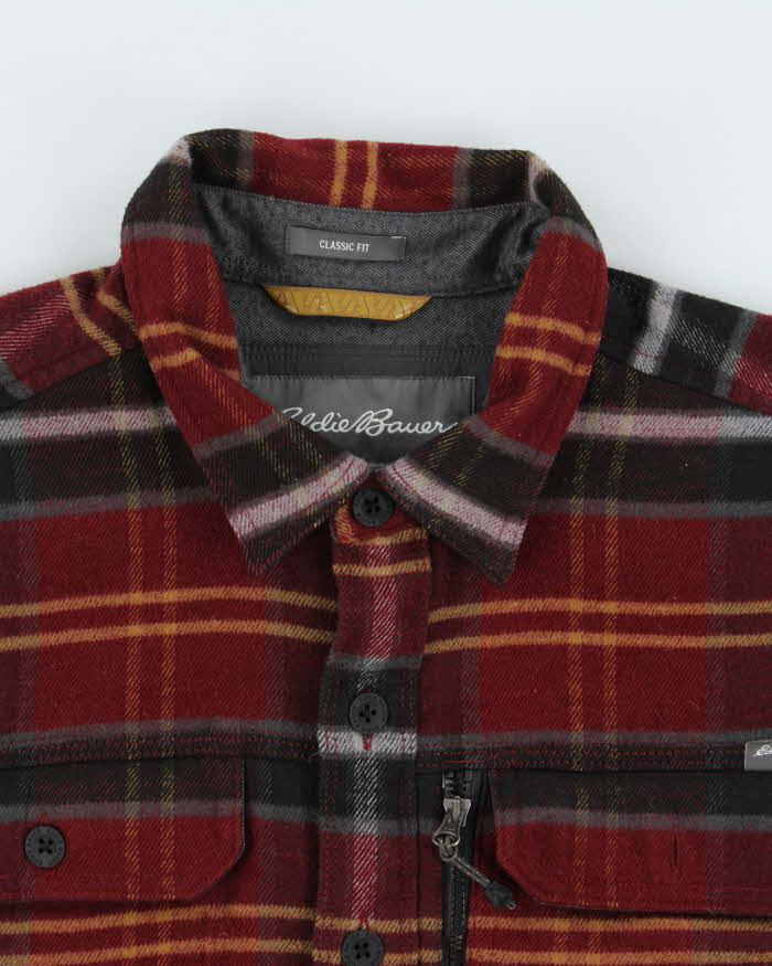 Vintage Eddie Bauer Mountain Ops Plaid Heavyweight Classic Fit Long Sleeve Flannel Over Shirt - L